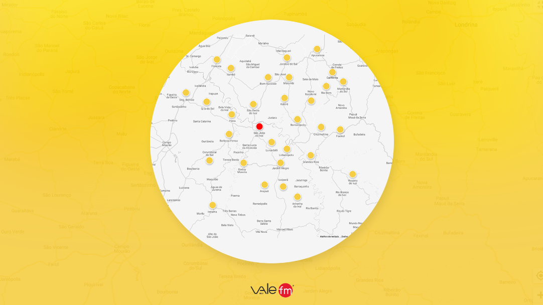 Mapa de Alcance da Rádio Vale FM